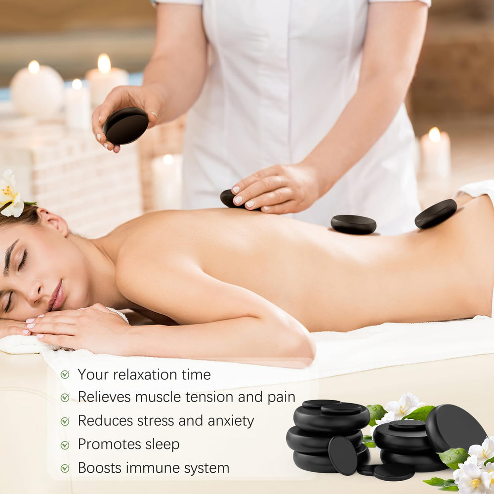 GLXPJU basalt stones retain heat well, aiding deeper relaxation.