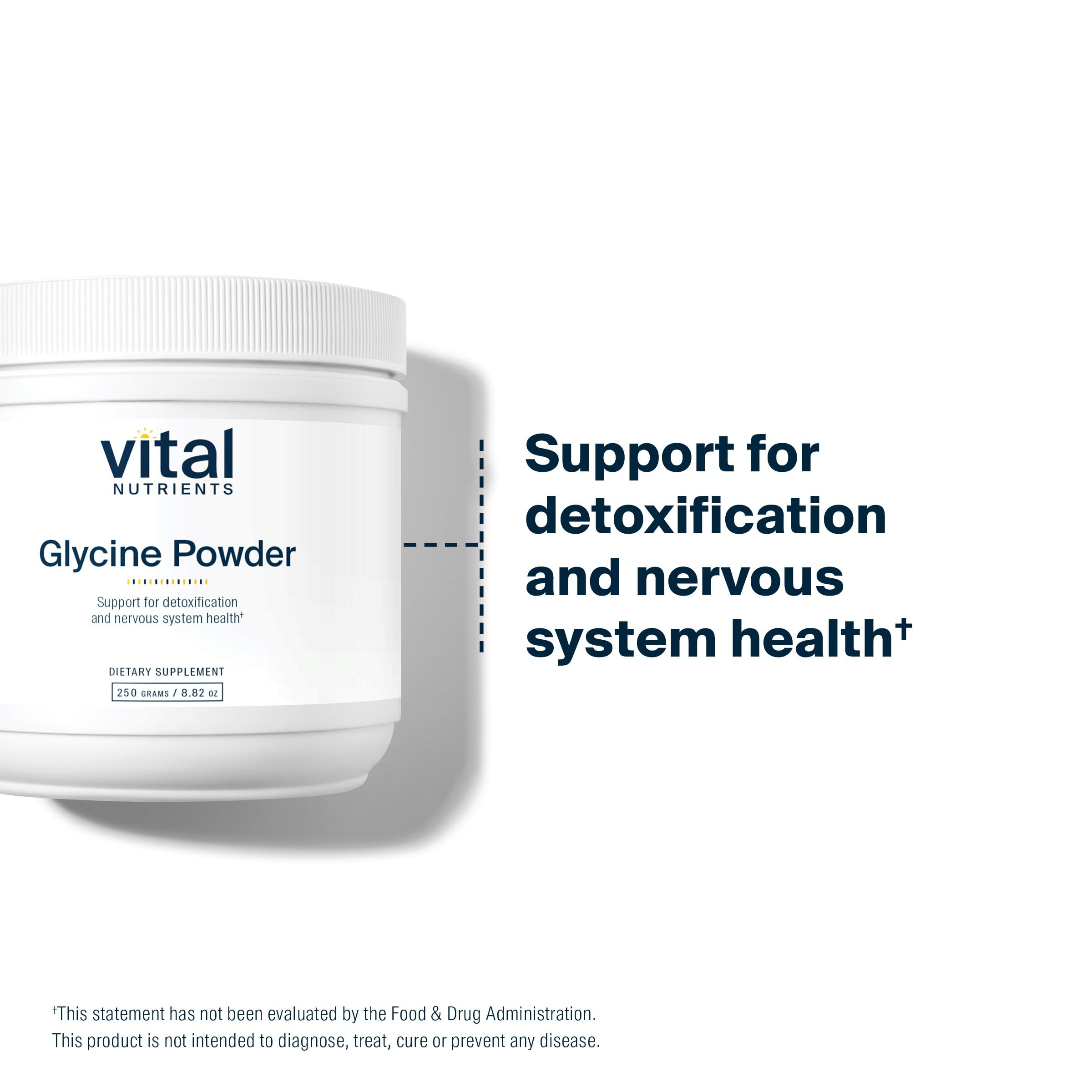 Vital Nutrients glycine powder being stirred in a glass to support evening routine.