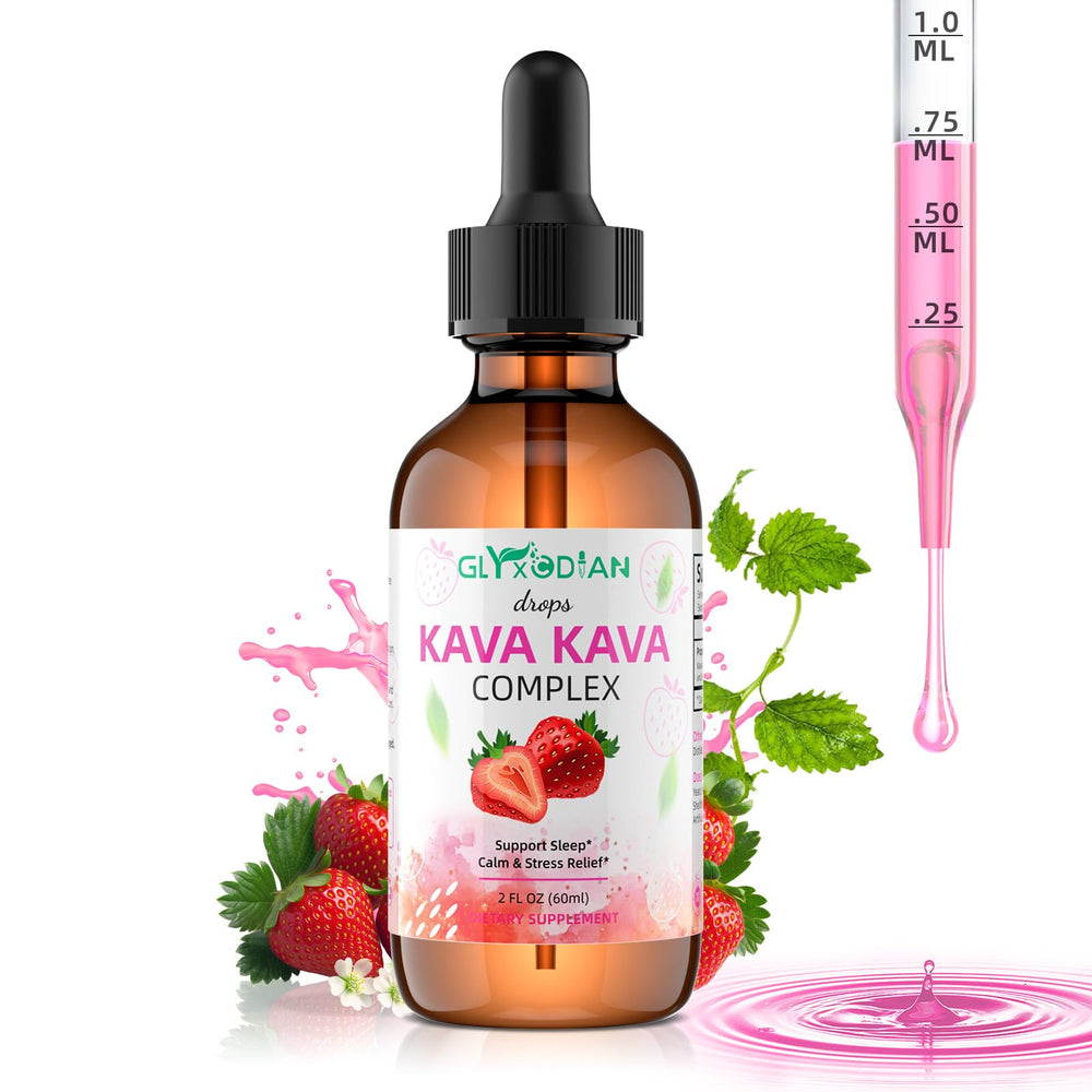 Packaging and label of Glyxcodian Kava Root Extract Drops.