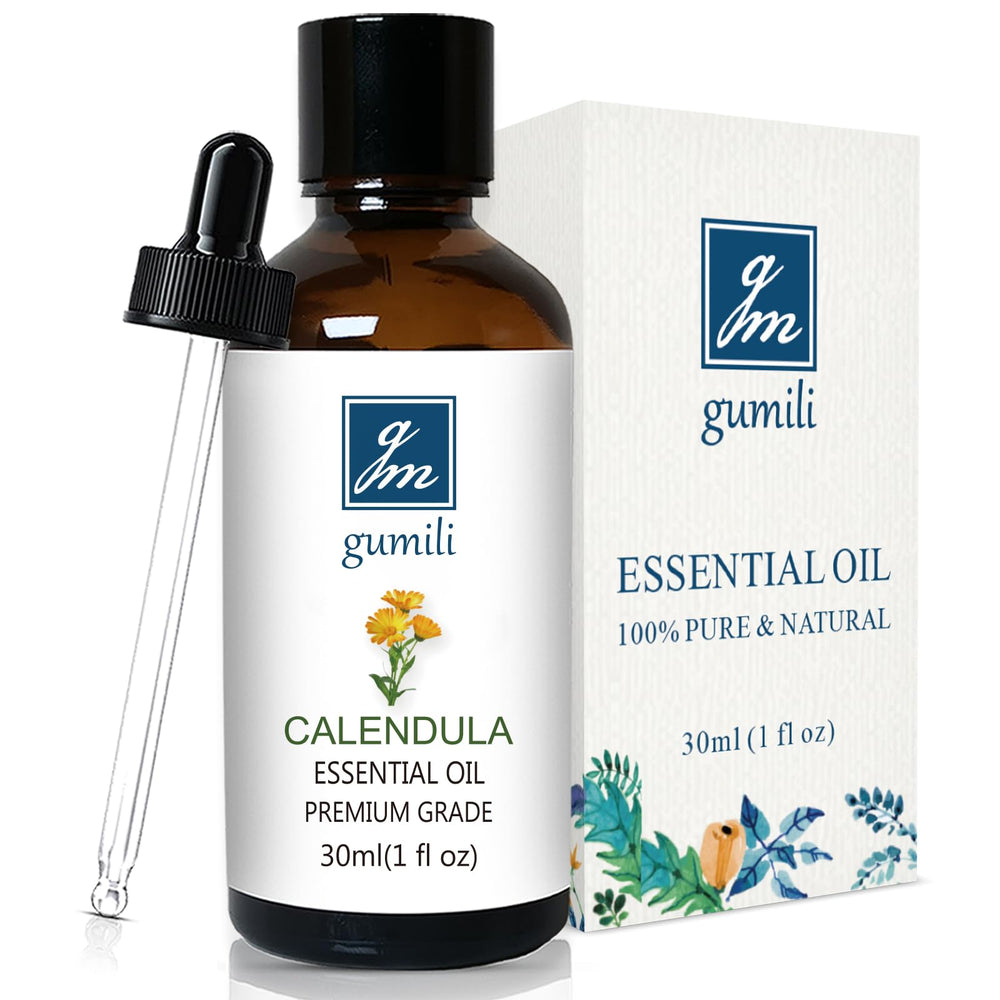 GM Gumili Calendula essential oil bottle with dropper for easy DIY use
