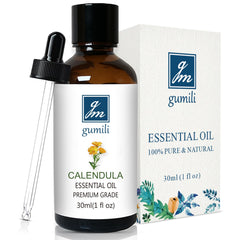 GM Gumili Calendula essential oil bottle with dropper for easy DIY use