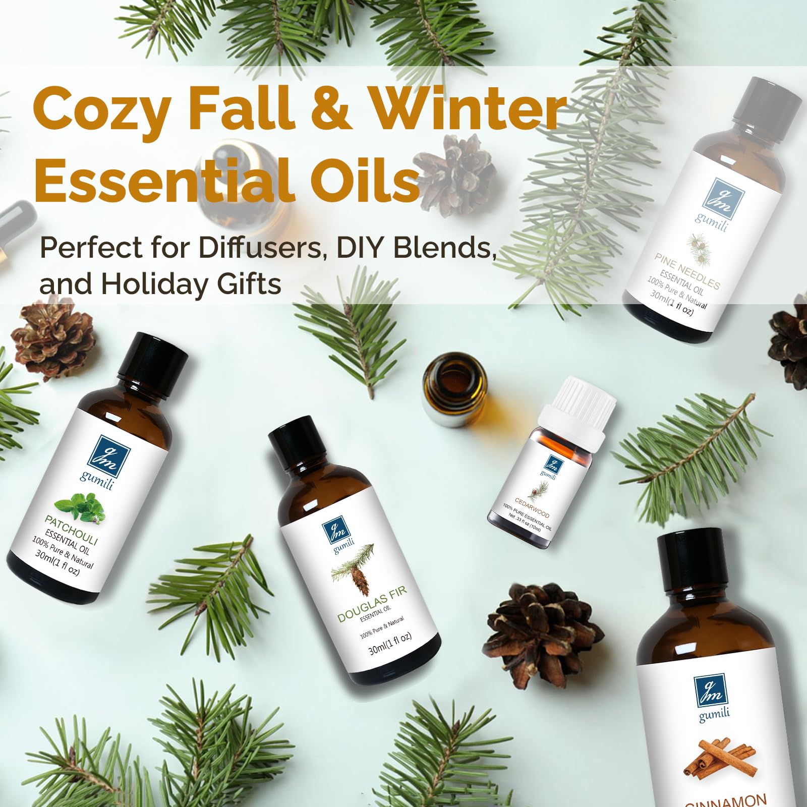 GM Gumili Hinoki essential oil bottle enhancing room fragrance.