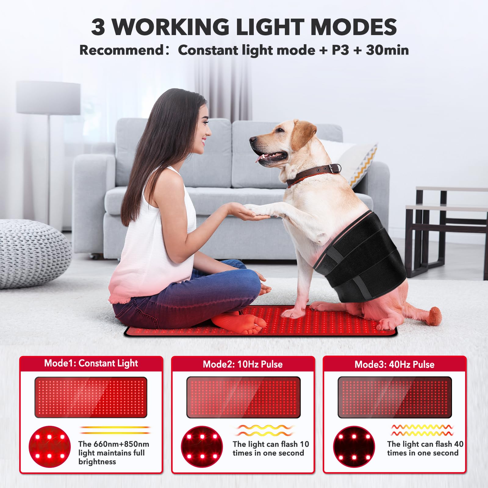 GMOWNW five lightness levels and six timer options customize sessions.