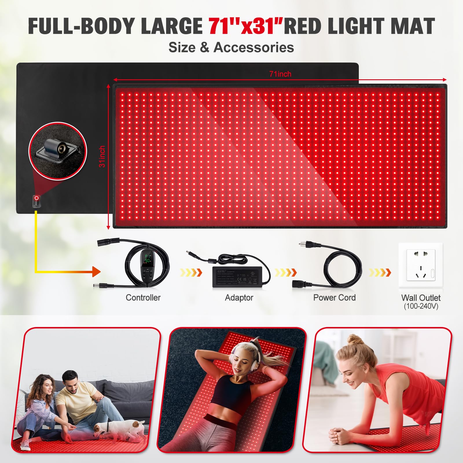 GMOWNW large 71x31-inch mat provides full-body coverage