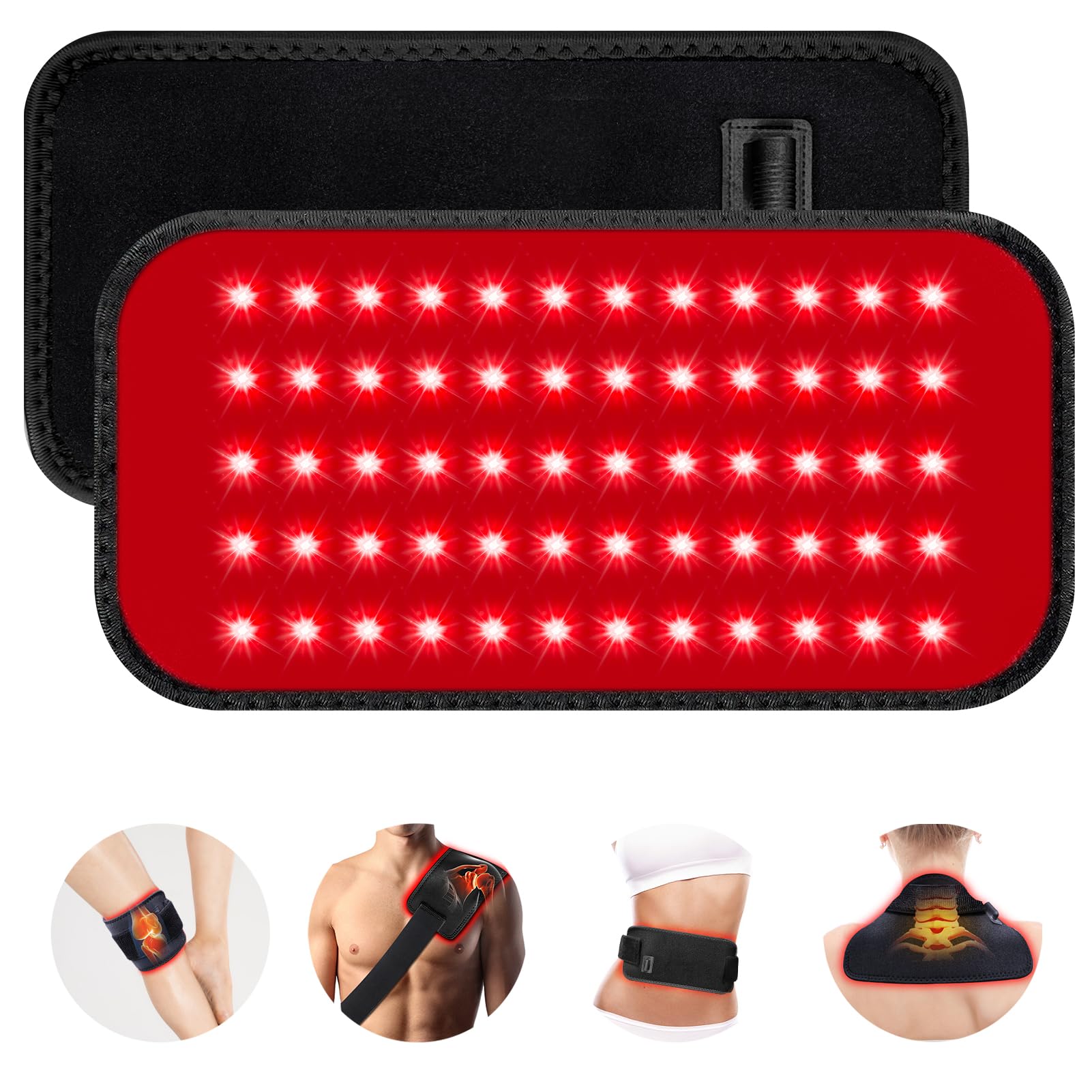 GMOWNW red light therapy belt setup showing adjustable wrap for waist and back