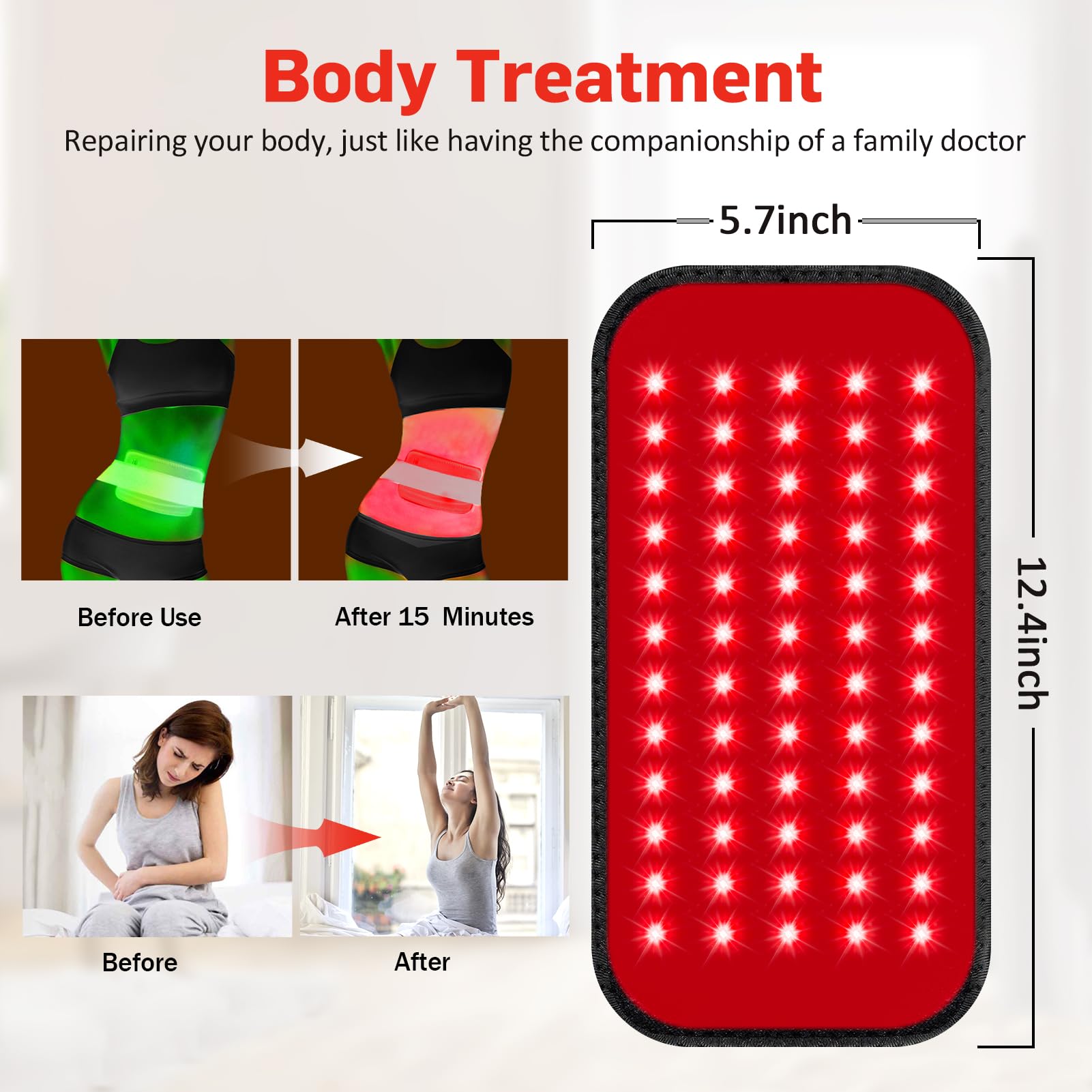 GMOWNW red light therapy belt USB power source enables easy home use