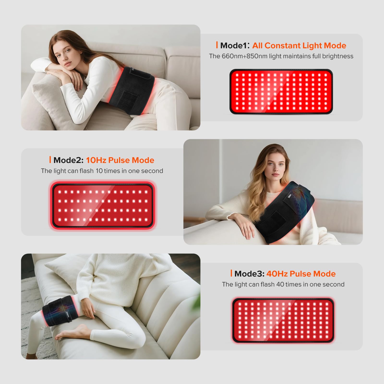 GMOWNW therapy belt with extension band adapts to multiple body areas