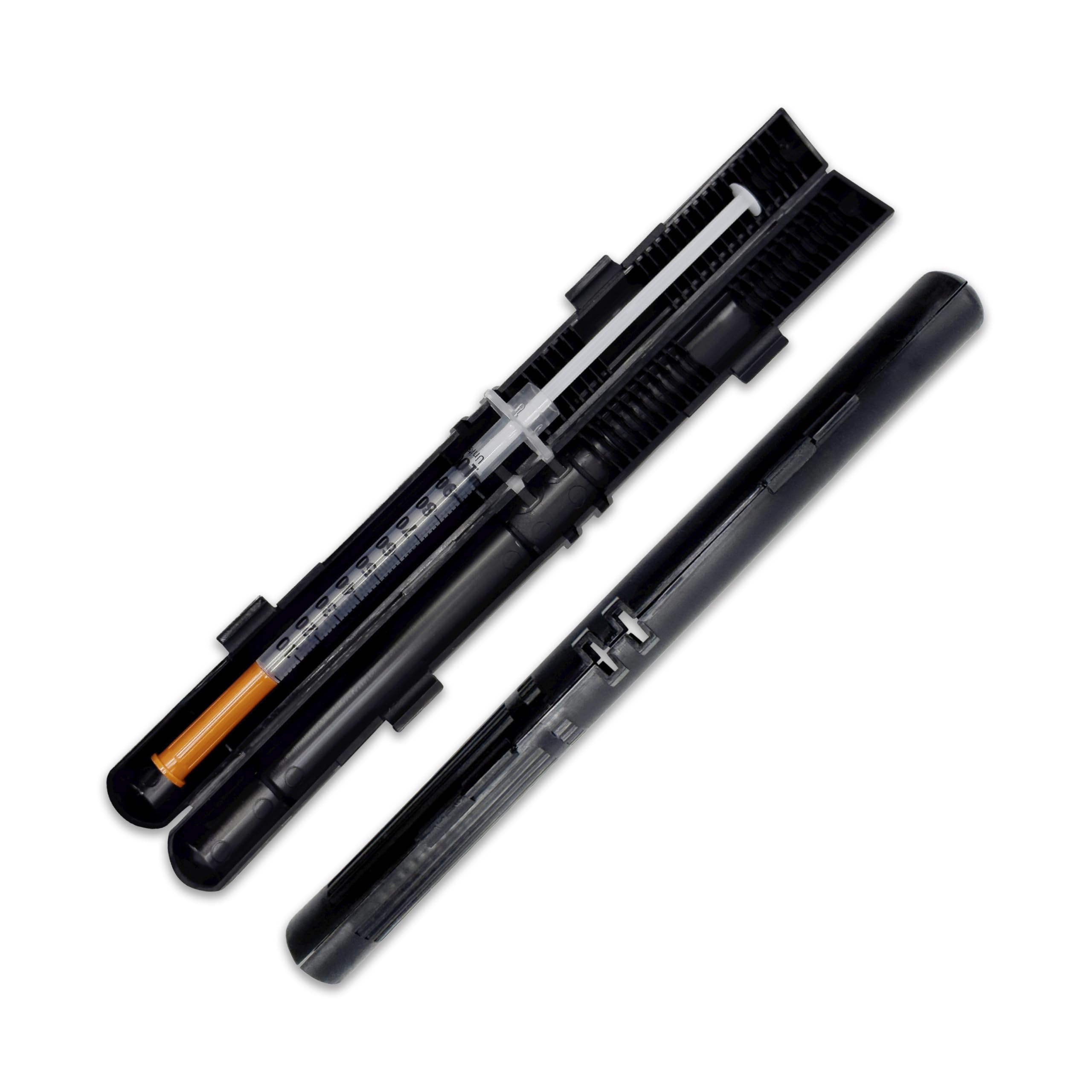 GMS 60 unit syringe case black closed, portable protection for syringes