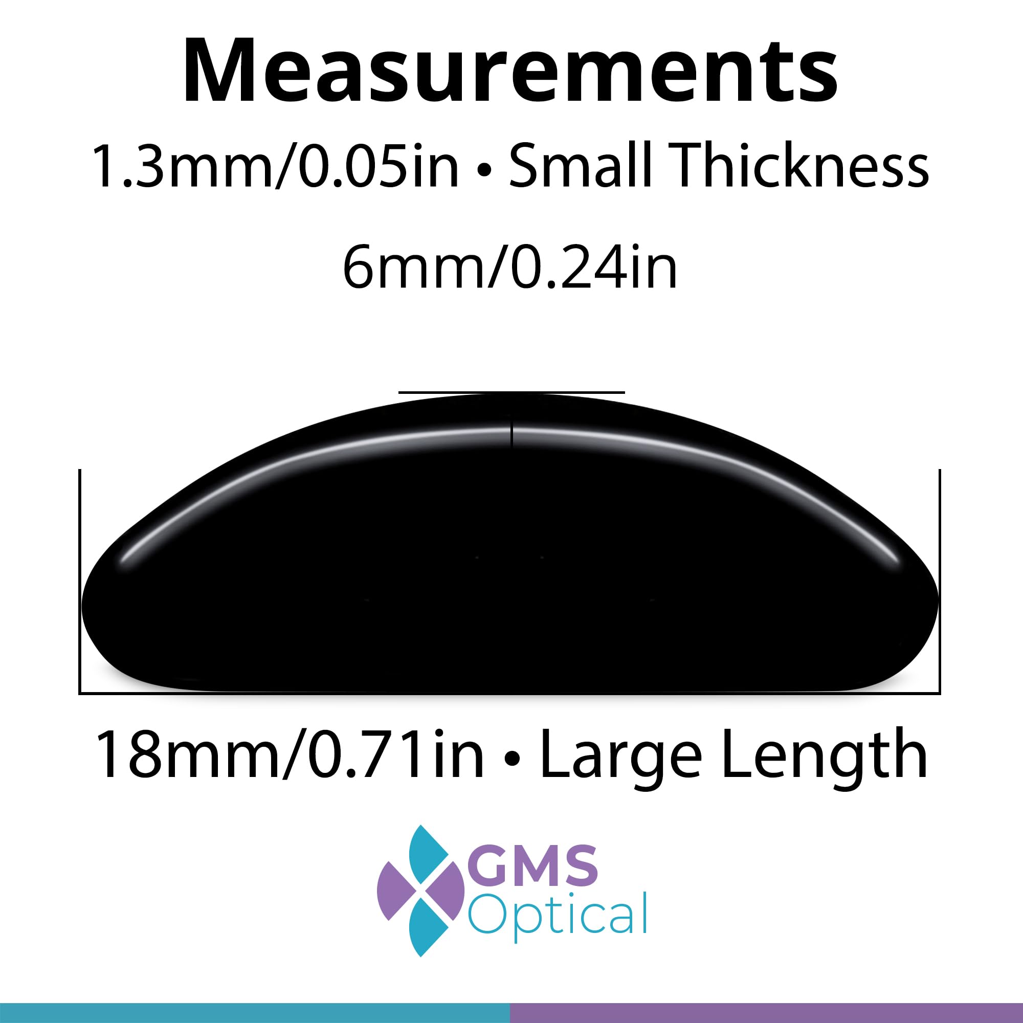 GMS Optical anti-slip silicone nose pads keep glasses in place during activity.