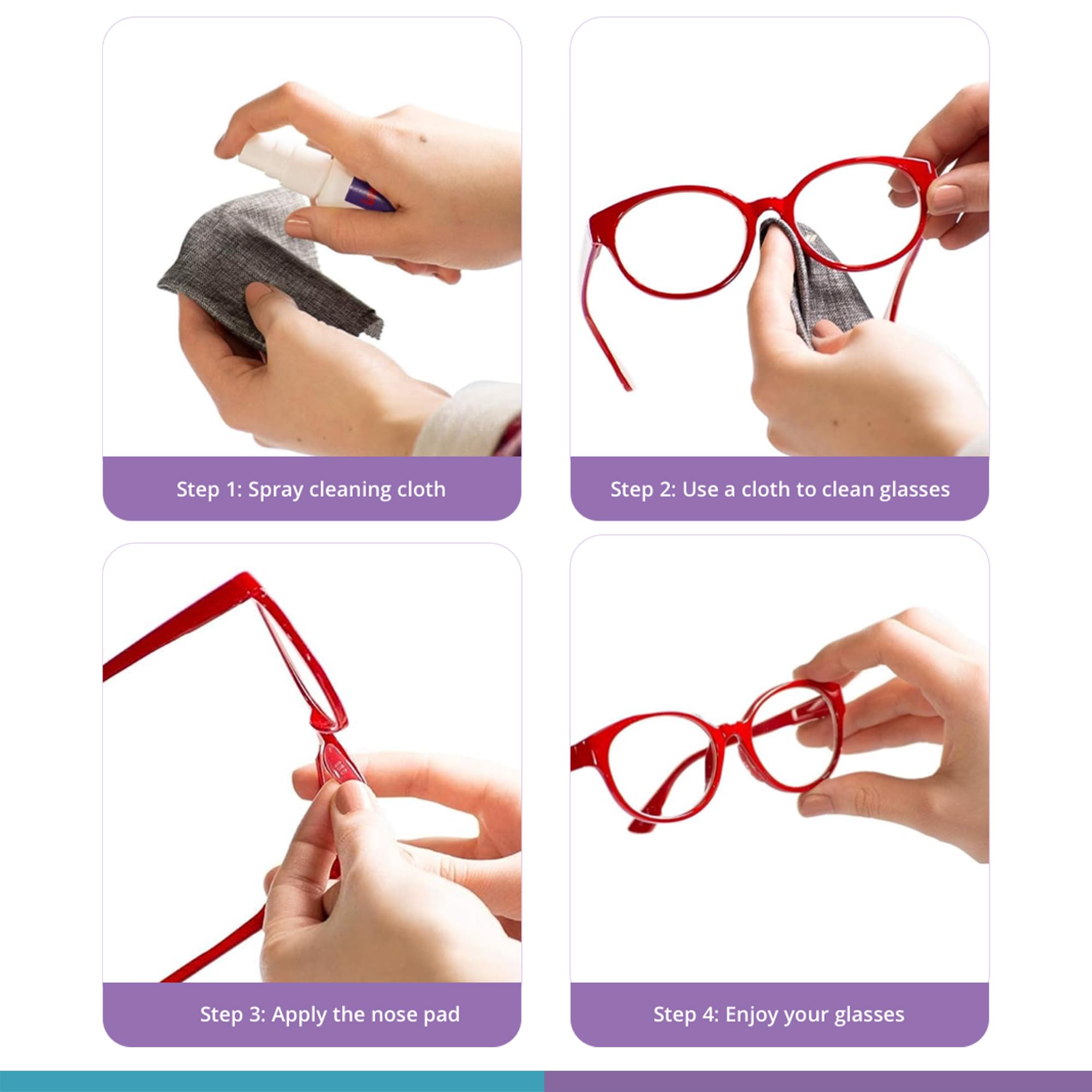 GMS Optical clear silicone nose pads with discreet, durable material.