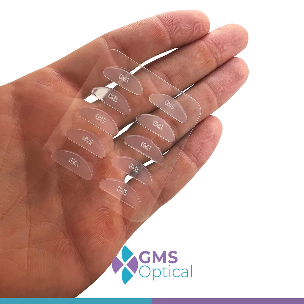 GMS Optical nose pads 5-pack display for easy replacement.