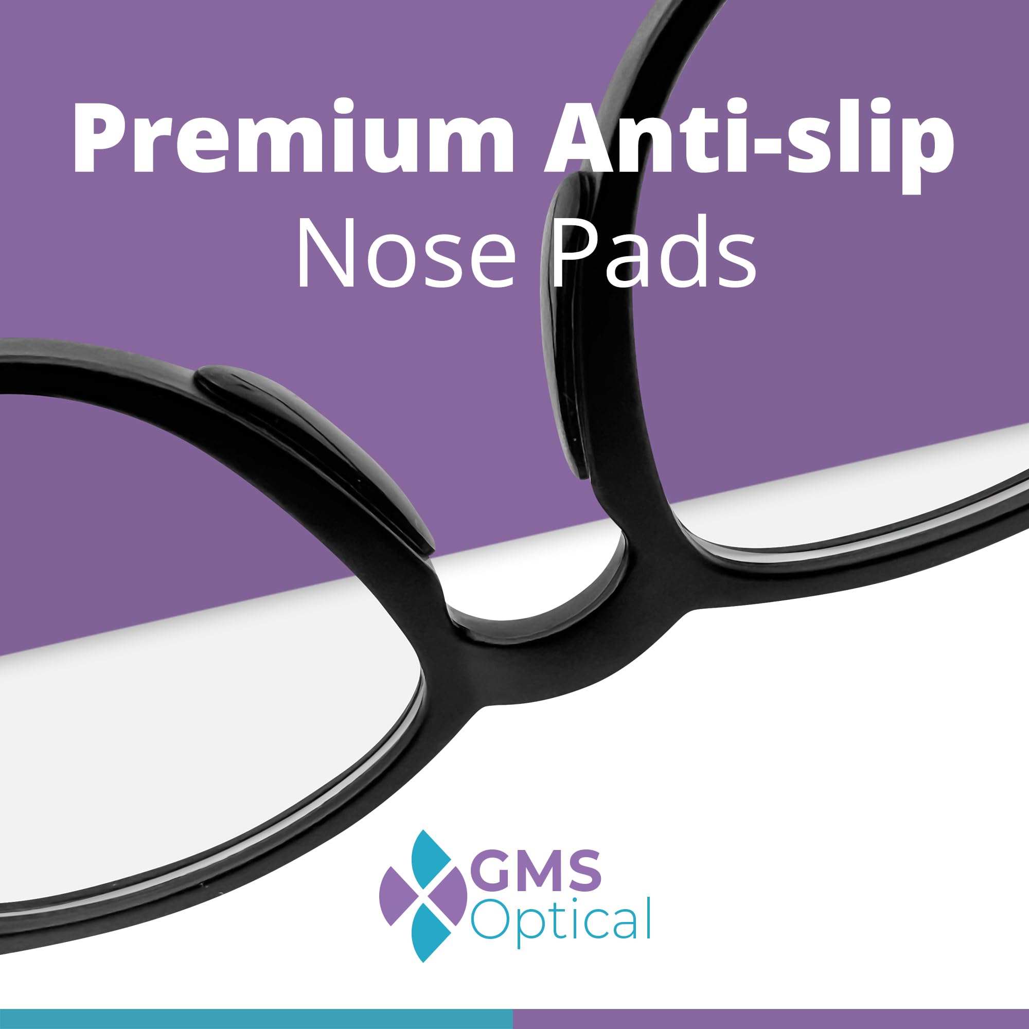 GMS Optical adhesive nose pads with sticky backing for quick frame upgrades.