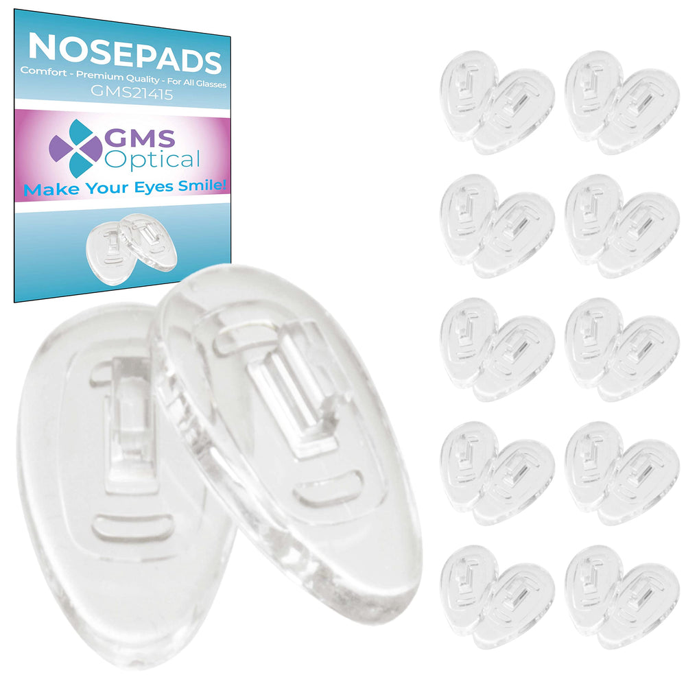 GMS Optical push-in tear drop nose pads for glasses provide comfortable wear.
