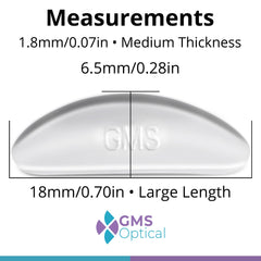 GMS Optical soft silicone nose pads side view demonstrating anti-slip grip.