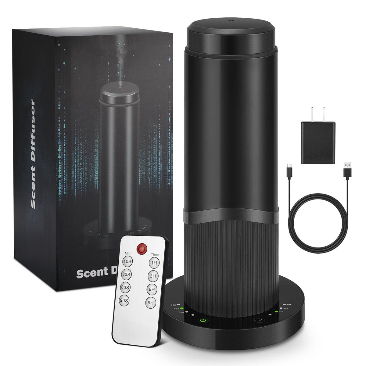 GMSYSW waterless diffuser front view in black-PP for hotels and homes.