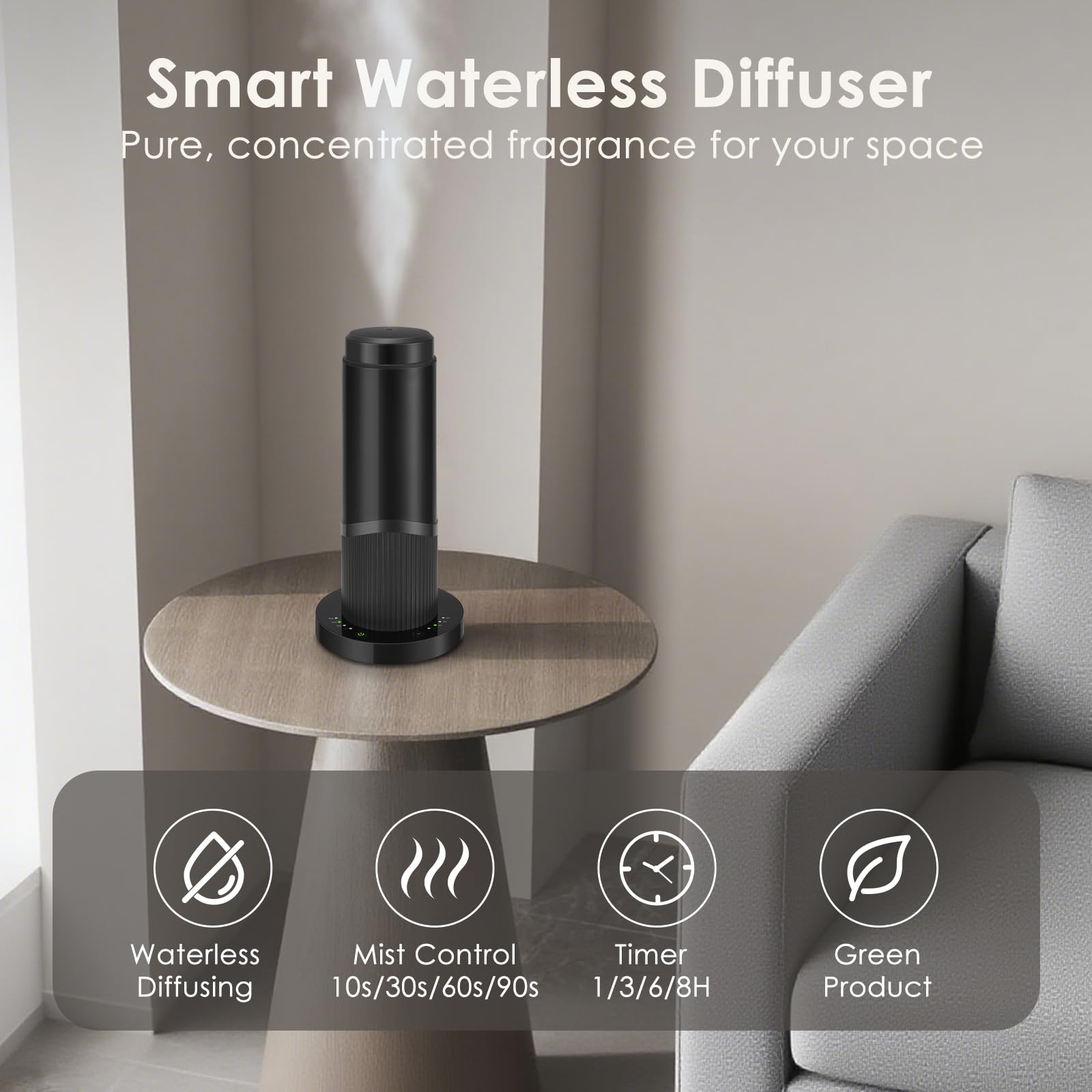 GMSYSW diffuser in hotel setup demonstrates quick aroma diffusion.