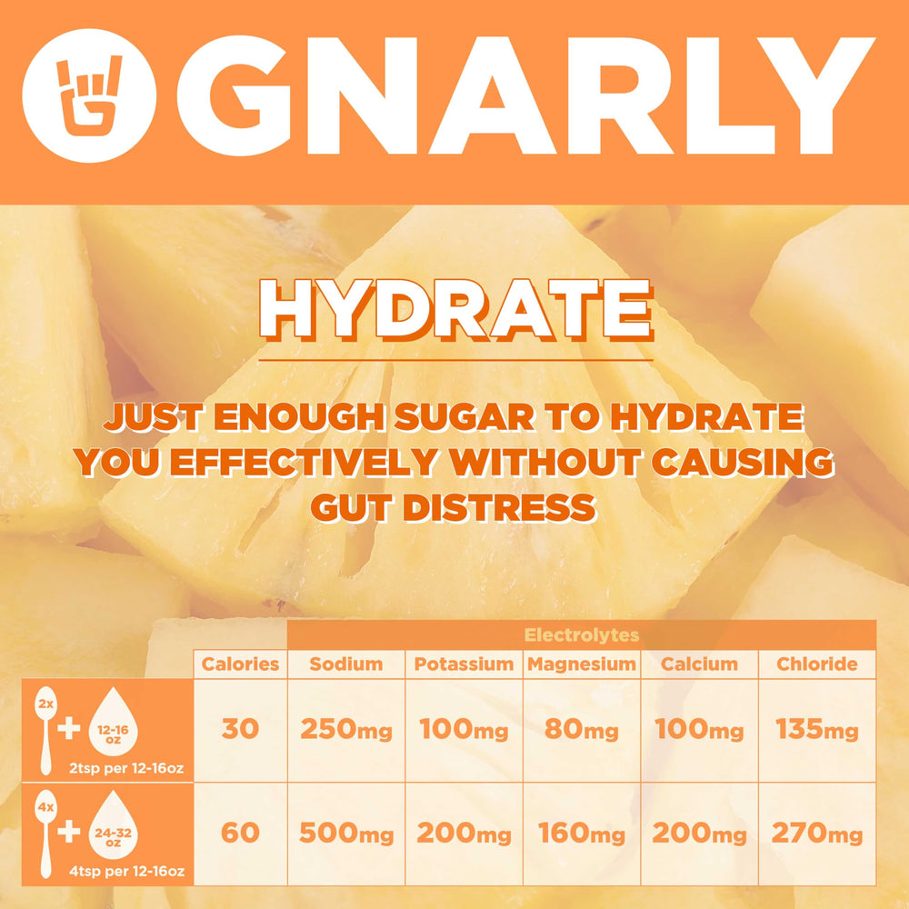 Gnarly Hydrate label close-up highlighting NSF Sport certification and electrolytes