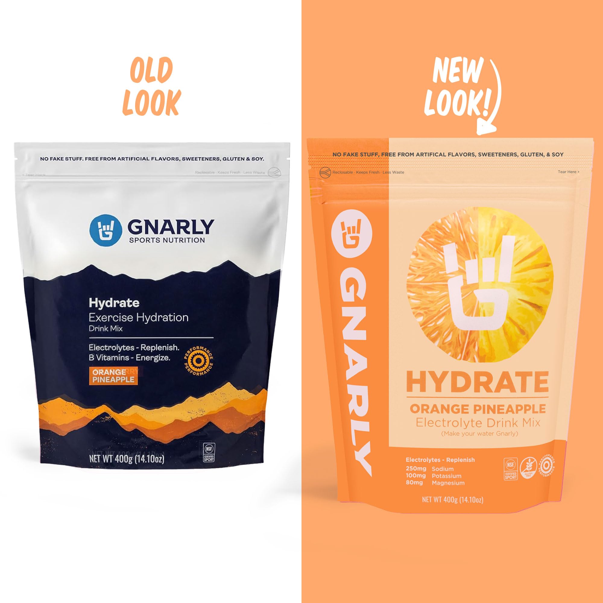 Gnarly Hydrate orange pineapple bottle showing quick, refreshing hydration after training