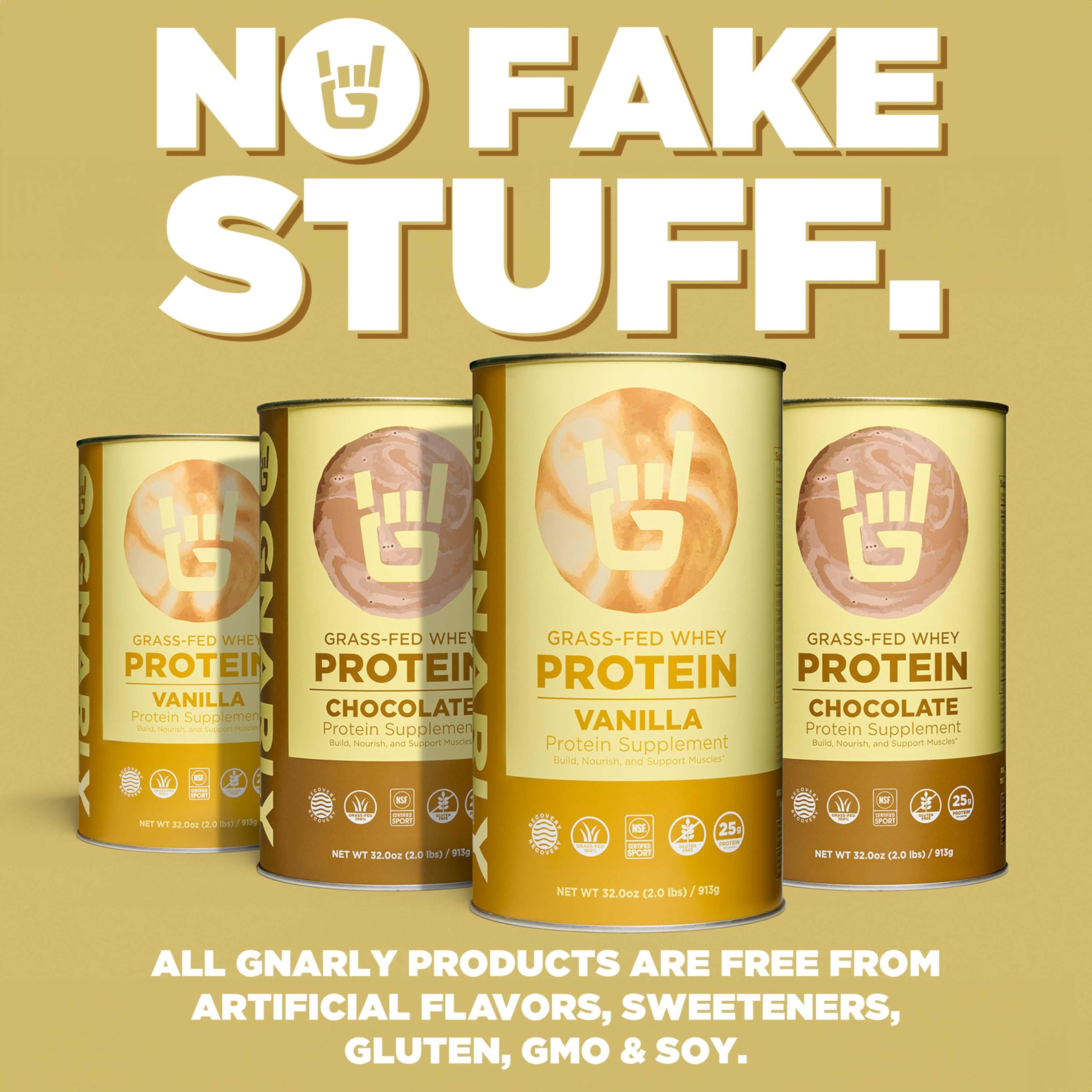Nutrition facts panel on Gnarly chocolate protein powder for tracking intake