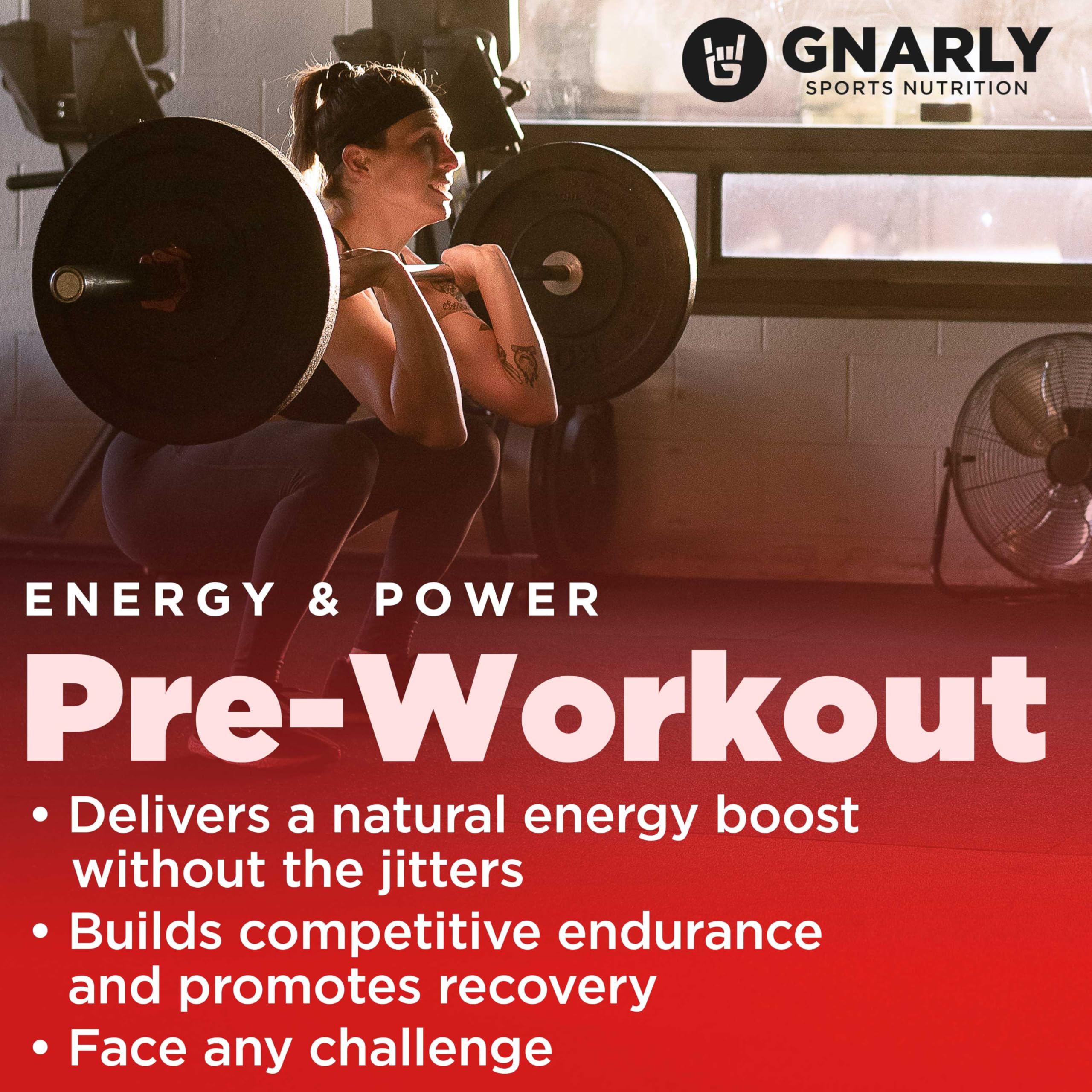Gnarly Nutrition pre-workout scoop in glass demonstrates quick mix for training.