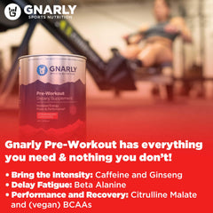 Gnarly pre-workout caffeine boost provides focused energy for workouts.