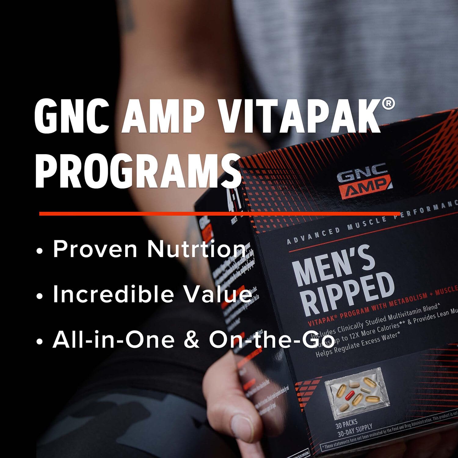 GNC AMP daily multivitamin capsule supports essential nutrients and immune health