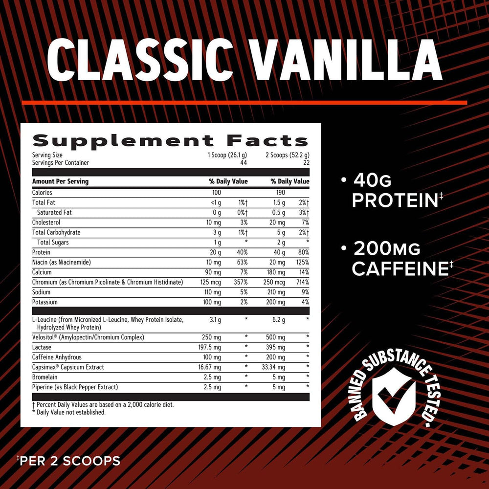 GNC AMP Wheybolic Ripped vanilla shake glass demonstrates smooth texture after blending.