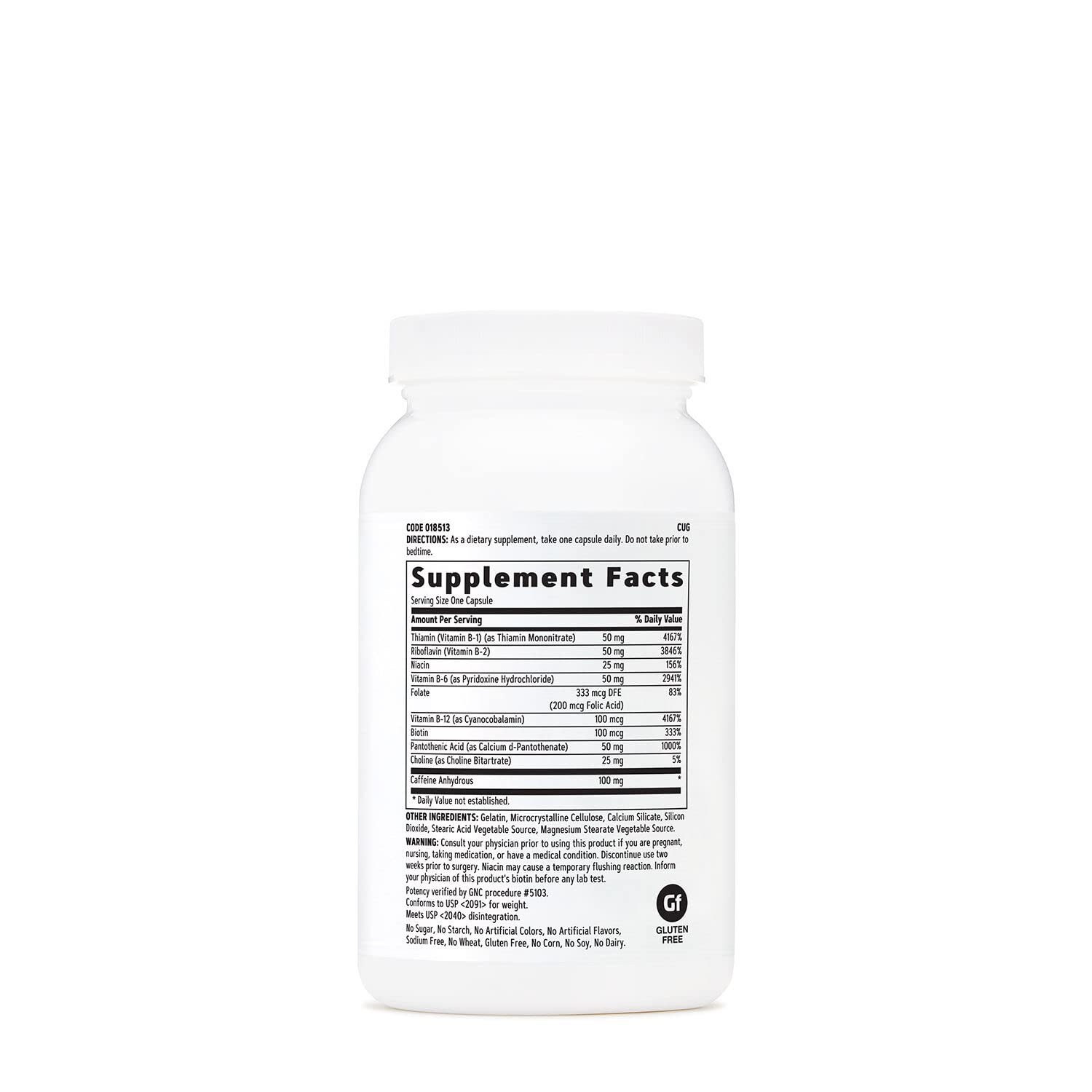 GNC B-Complex Plus Energy bottle top, easy daily use for sustained vitality.