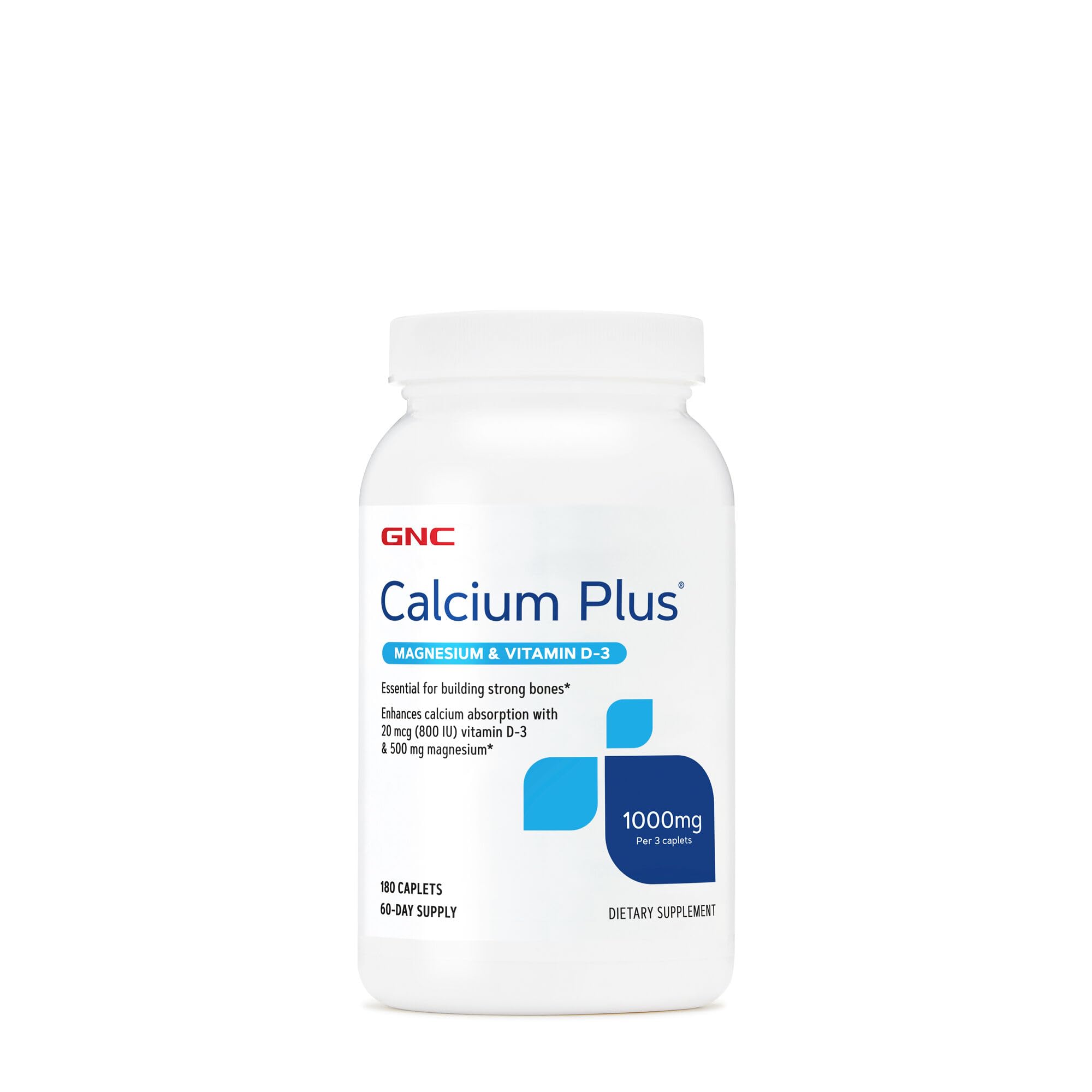 GNC Calcium Plus Magnesium Vitamin D-3 1000mg bottle front view signaling bone support