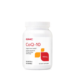 GNC CoQ10 100mg softgel bottle front view highlighting heart health support