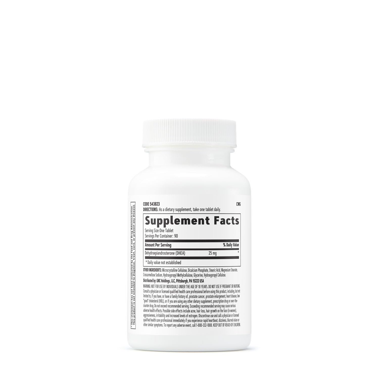 GNC DHEA 25mg packaging view for quick identification