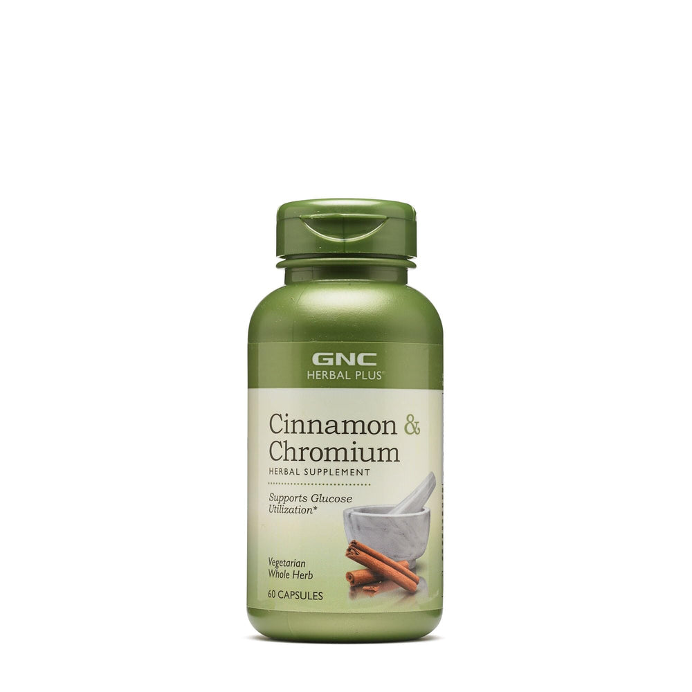 GNC Herbal Plus cinnamon-bark-powder bottle for macro metabolism support in daily routines.