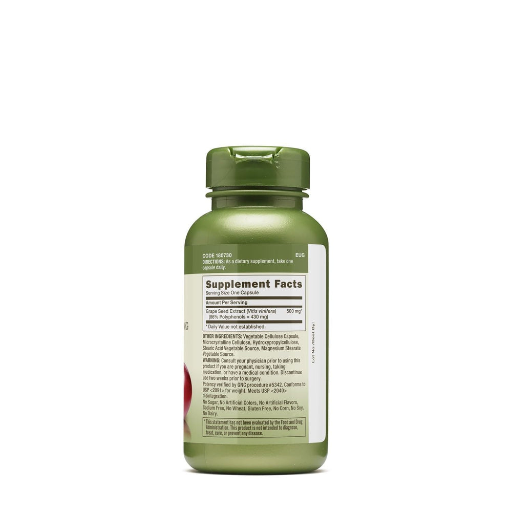 GNC Herbal Plus grape seed extract capsules close-up for easy daily antioxidant routine.