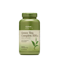 GNC Herbal Plus Green Tea Complex bottle with capsules for metabolism support