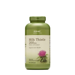 GNC Herbal Plus Milk Thistle bottle front with 1300 mg extract for liver support