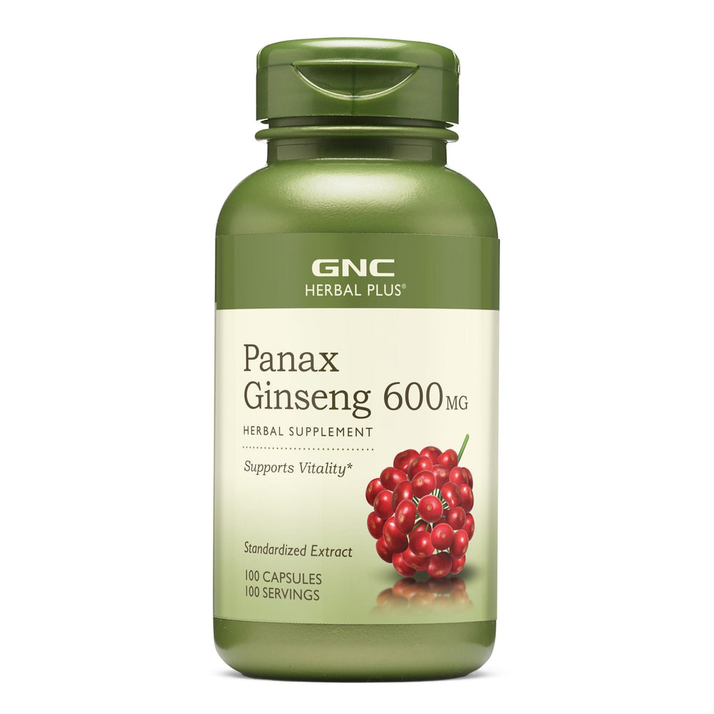 GNC Herbal Plus Panax Ginseng bottle for everyday energy support and easy daily use.
