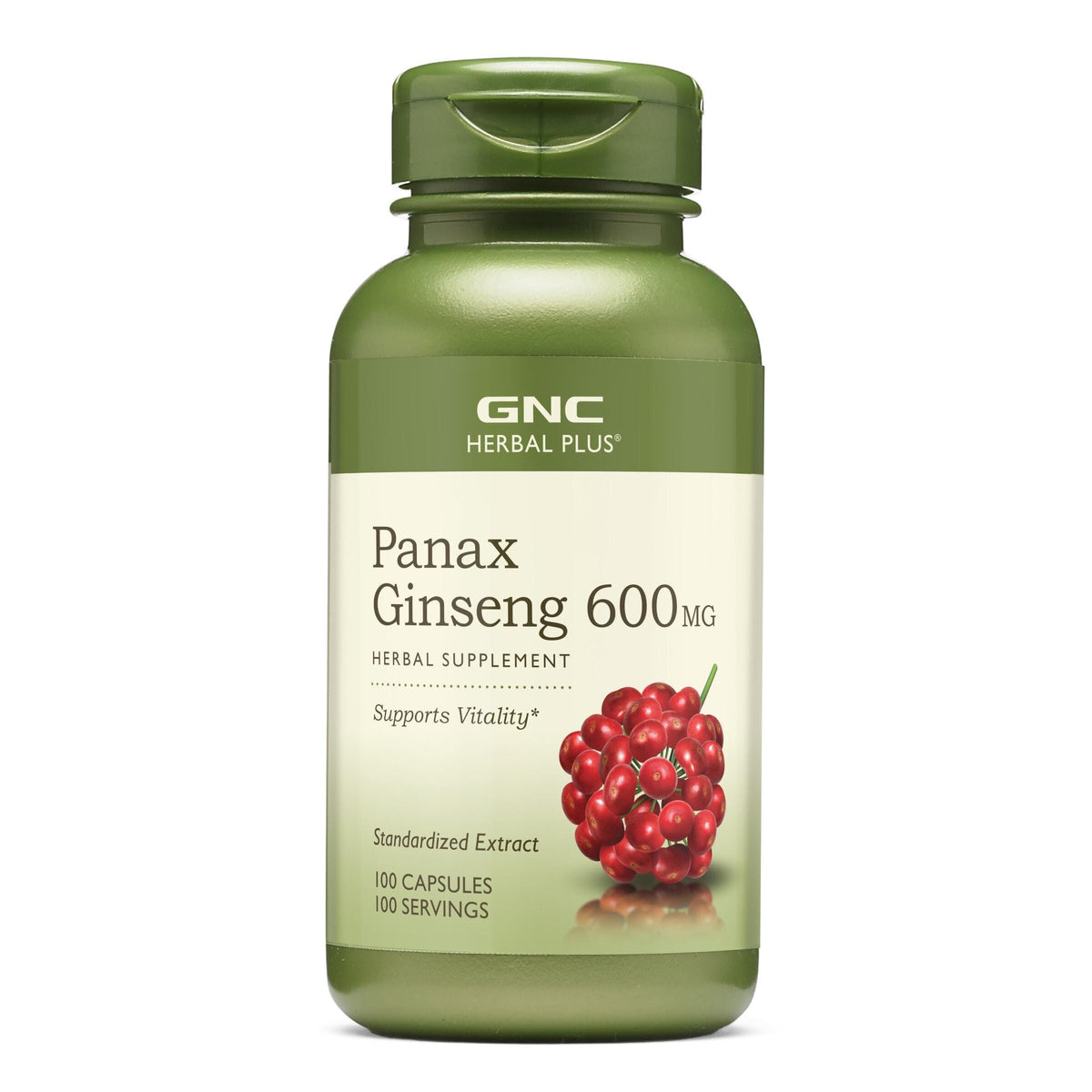 GNC Herbal Plus Panax Ginseng bottle for everyday energy support and easy daily use.