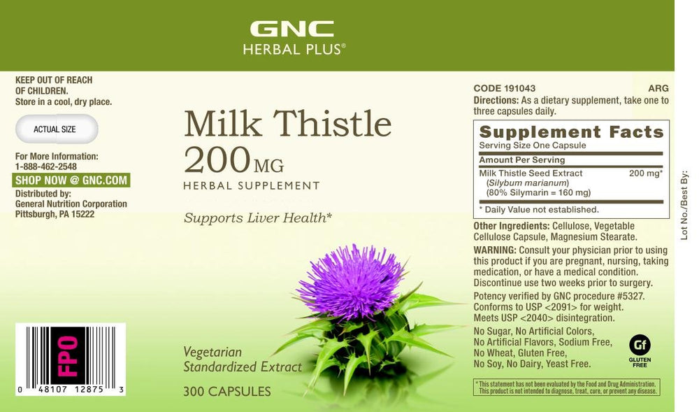 GNC Herbal Plus supplement facts label showing no artificial colors or flavors