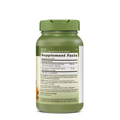 GNC Herbal Plus Turmeric Curcumin capsules closeup shows smooth texture for easy swallowing.