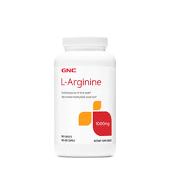 GNC L-Arginine 1000mg caplet packaging showcases a clean, straightforward design for daily use.