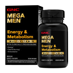 GNC Mega Men Energy & Metabolism bottle boosts daily energy