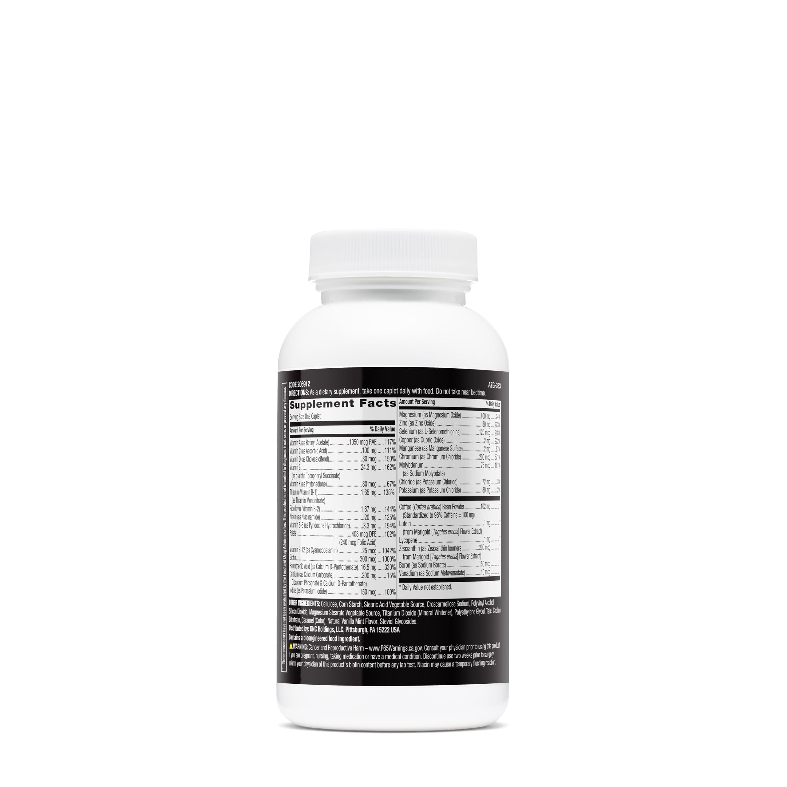 GNC Mega Men multivitamin tablets 100-count image emphasizes convenient daily nutrition.