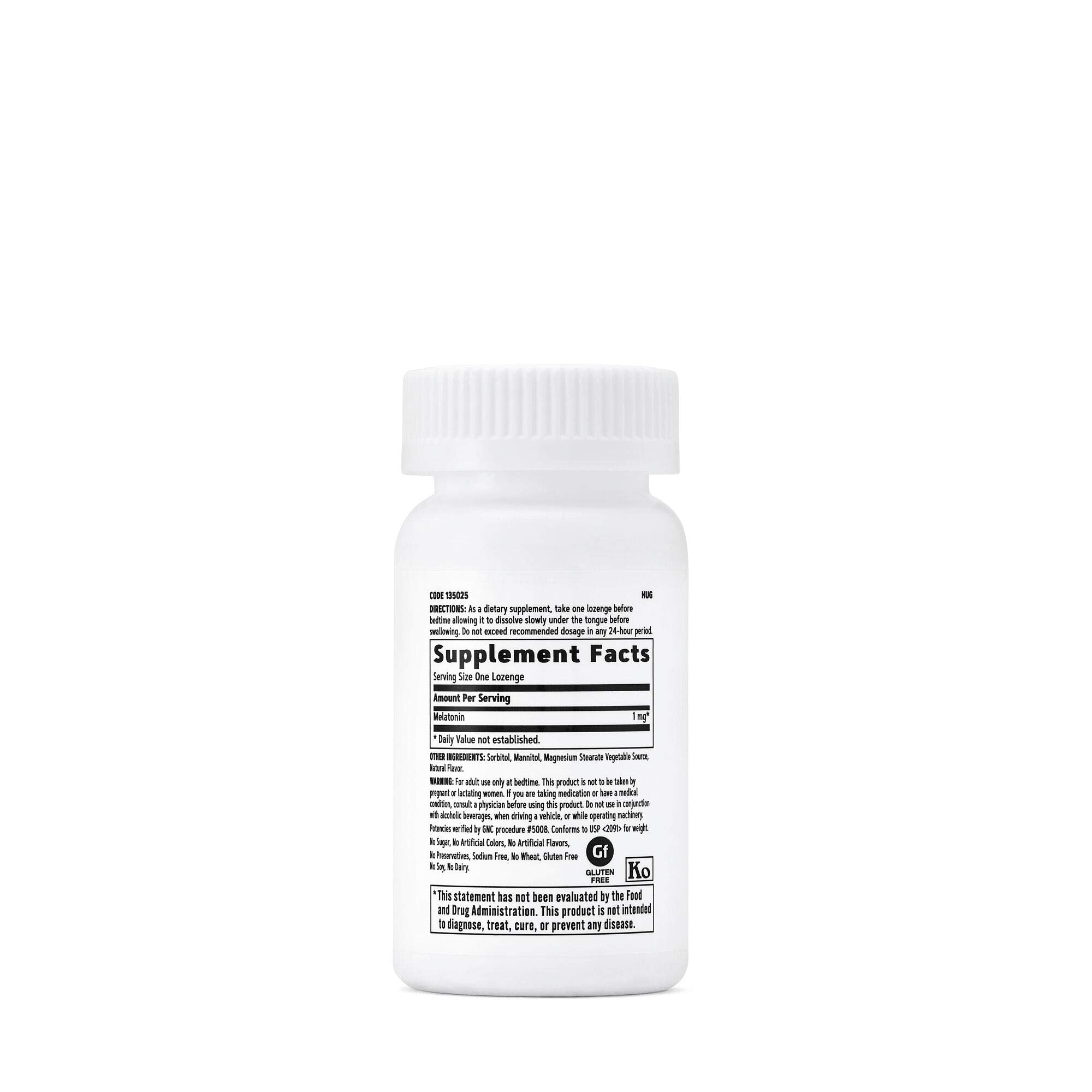 GNC Melatonin Cherry lozenge dissolves slowly for smooth sleep onset