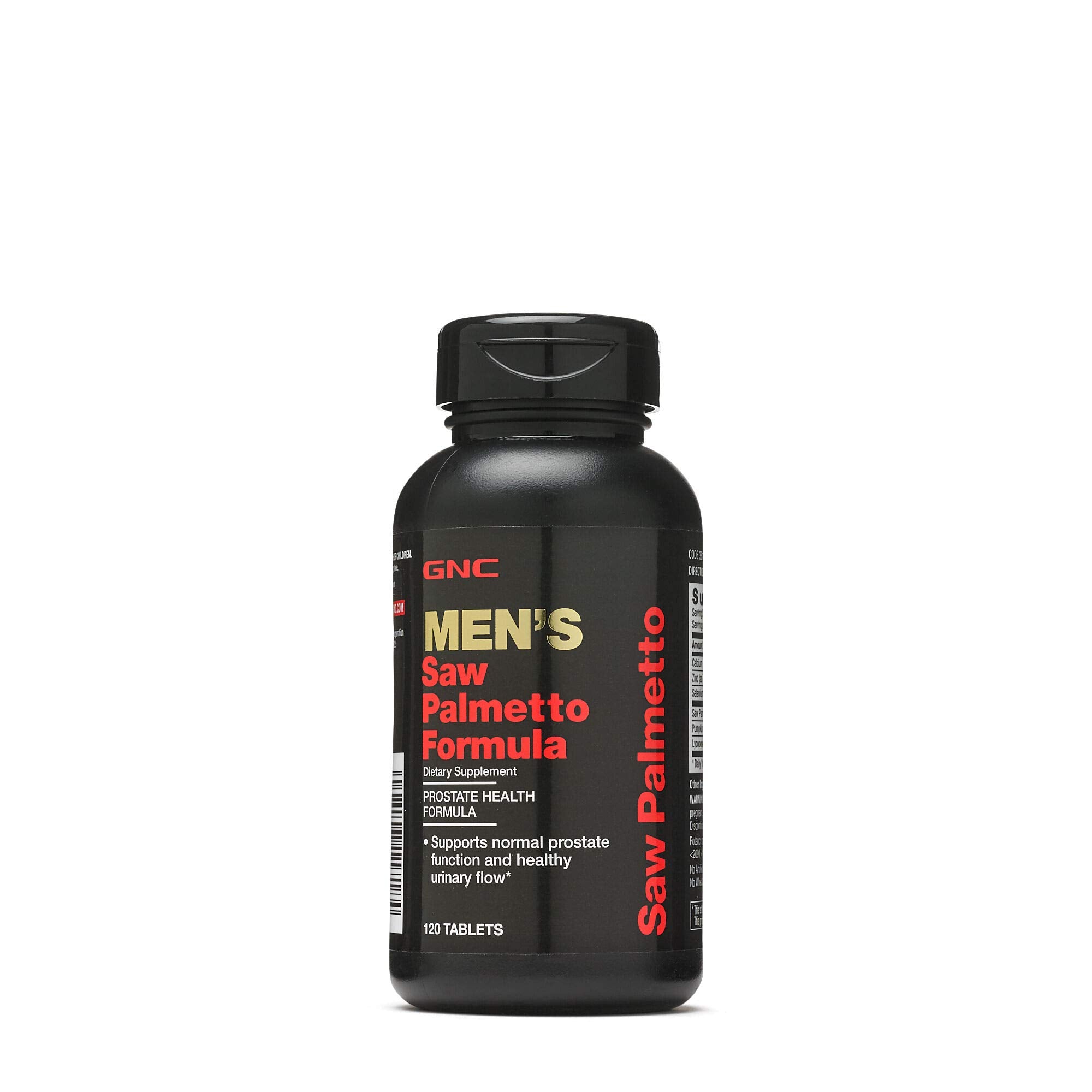GNC Men's Saw Palmetto Formula bottle front showing product packaging for prostate support