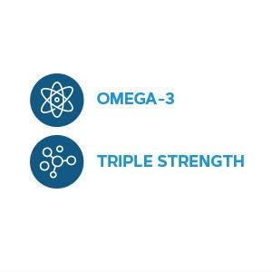 Omega-3 health benefits icons displayed on packaging