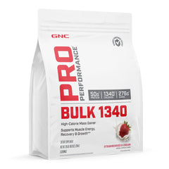 GNC Pro Performance Bulk 1340 bottle front showing mass gainer for training.