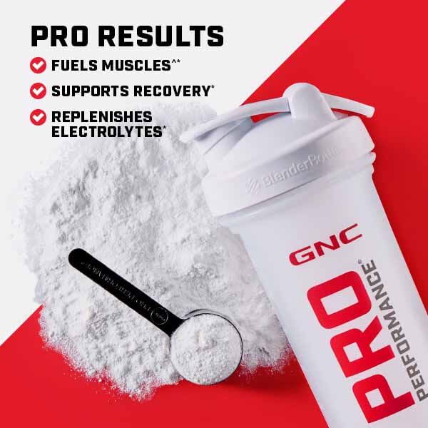 GNC Pro Performance Essential Amino Complete in gym setting suggests post-workout recovery support.