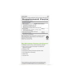 Close-up of GNC Probiotic Solutions with Enzymes capsules highlighting multi-strain formula for daily use and 25B CFUs.