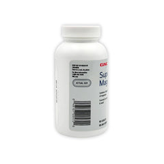 GNC Super Magnesium 400mg caplets close-up highlighting easy-to-swallow design for daily routine