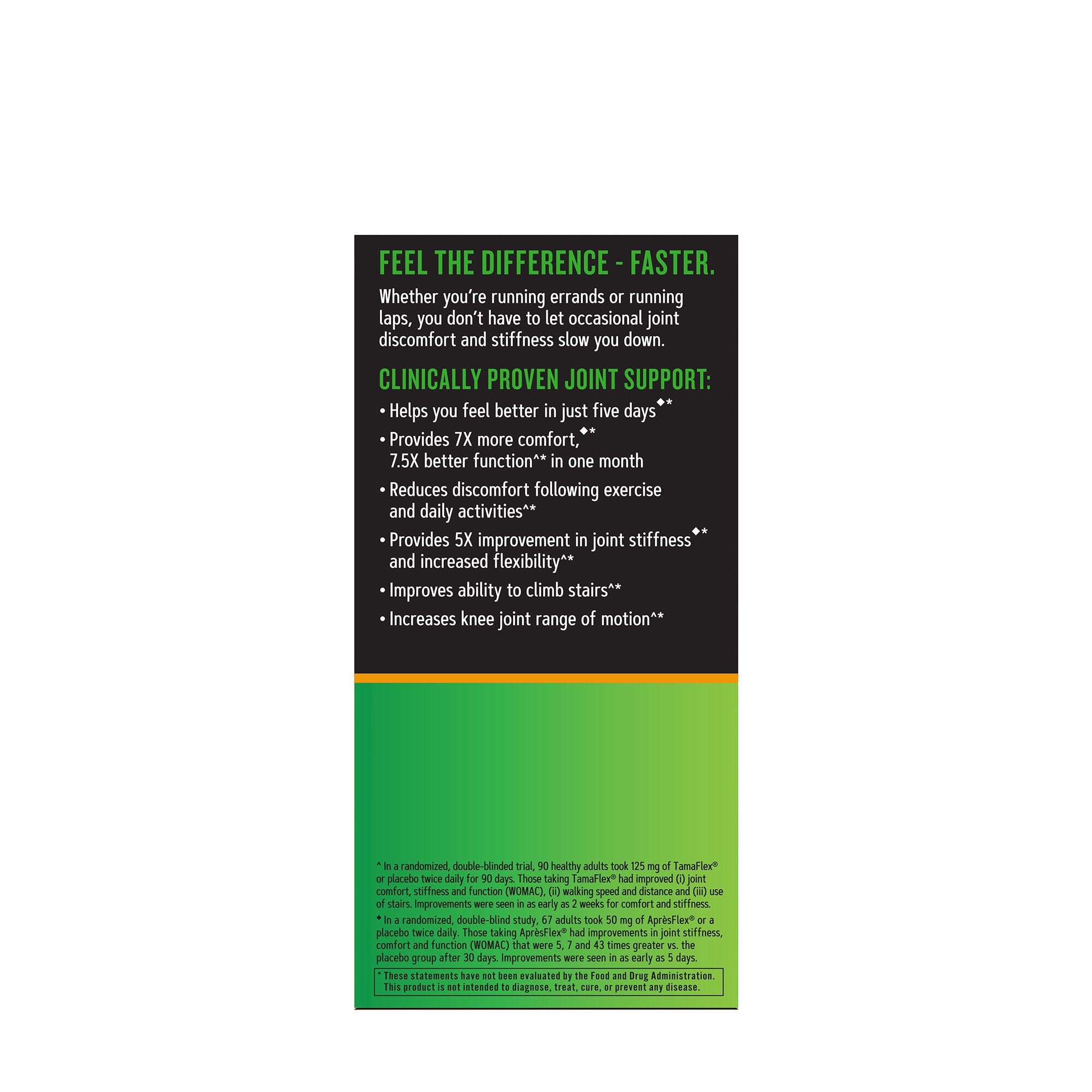 Close-up of TamaFlex capsules highlighting vegetarian formula for joint care